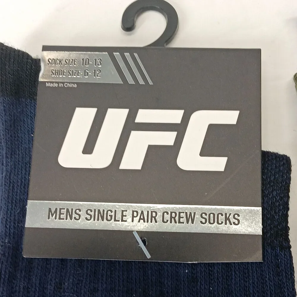UFC Sport Red Blue Green 3 Pair Adult Men Crew Socks Size 6-12 NWT
